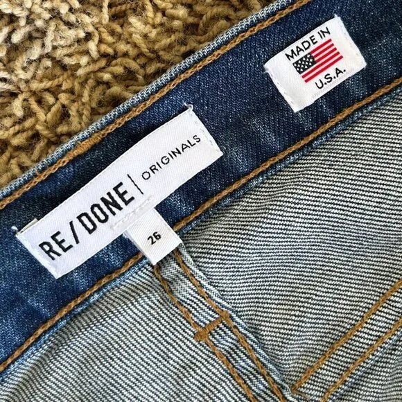 RE/DONE Mid-Rise Kick Flare Stretch Crop Jeans Mid 70s Wash in Size 26 - Picture 4 of 8